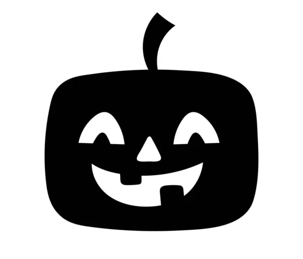 Silueta Calabaza Halloween Vegetal Con Cara Tallada Miedo Logotipo Abstracto — Vector de stock