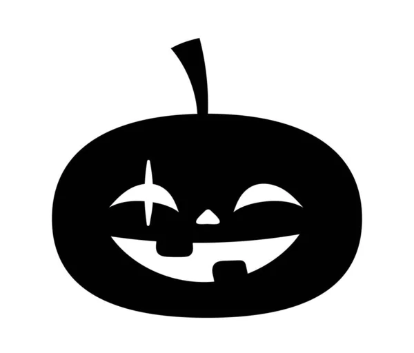 ハロウィンカボチャのシルエット 恐ろしい刻まれた顔を持つ野菜 ソーシャルネットワーク用の丸ステッカー ファブリック上の印刷のためのグラフィック要素 恐怖の秋の休日 漫画フラットベクトルイラスト — ストックベクタ