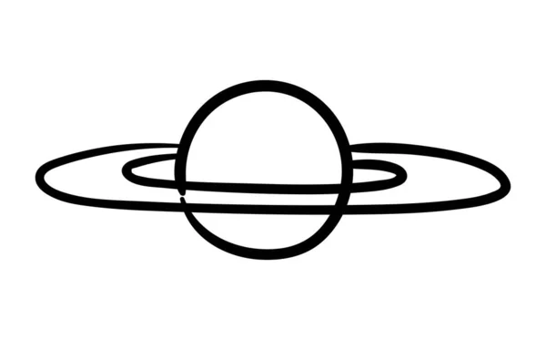 手描きの惑星 スフィア ウィズ フープ 宇宙の天体 天文学と占星術 科学と教育 ミニマルなドローイング 創造性とアート 漫画フラットベクトルイラスト — ストックベクタ