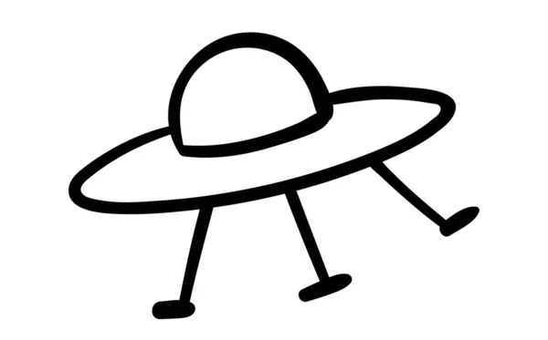 手描きのUfo 宇宙飛行士宇宙船 地球外生命体とエイリアン ミニマルなポスターやバナー 占星術 天文学 漫画フラットベクトルイラスト — ストックベクタ