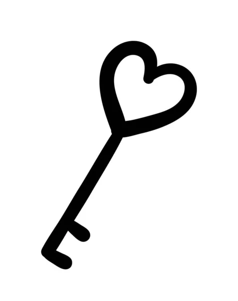 Ручний Пофарбований Серцевий Ключ Подарунок Подарунок Сюрприз Догляд Кохання Графічний — стоковий вектор