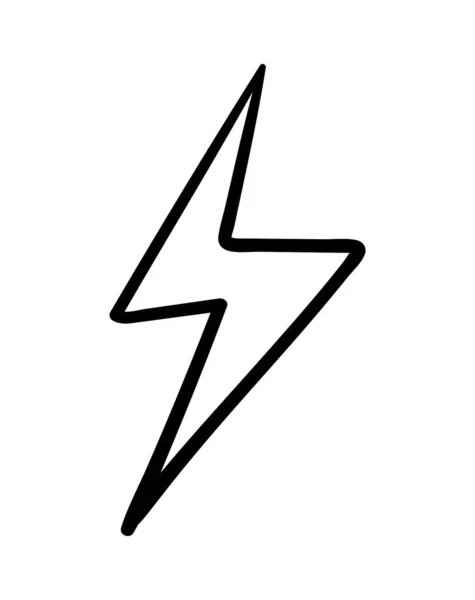 手描きの稲妻 エネルギー スピードシンボル スタイリッシュなミニマルなロゴタイプ ソーシャルネットワークのステッカーとメッセンジャーのための反応 子供の創造性と芸術 漫画フラットベクトルイラスト — ストックベクタ