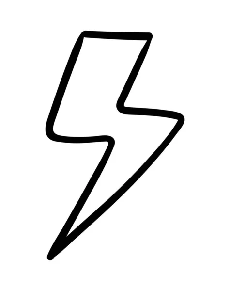 手绘闪电能量 动力和速度符号 风格和简约的标志类型 用于网站的海报或横幅 用于在织物上印刷的图形元素 卡通平面矢量插图 — 图库矢量图片