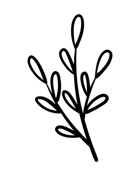 Ručně Malovaná Větev Symbol Jarních Letních Období Rostliny Květiny Péče — Stockový vektor