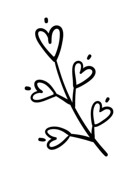 Branche Peinte Main Symbole Amour Soins Date Romantique Cadeau Surprise — Image vectorielle