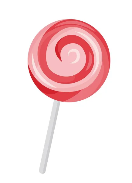 Lollipop Vermelho Bonito Caramelo Doce Pau Sobremesa Delicadeza Símbolo Férias — Vetor de Stock