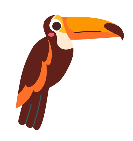 Pájaro Tropical Marrón Animal Africano Con Alas Plumas Pico Grande — Vector de stock