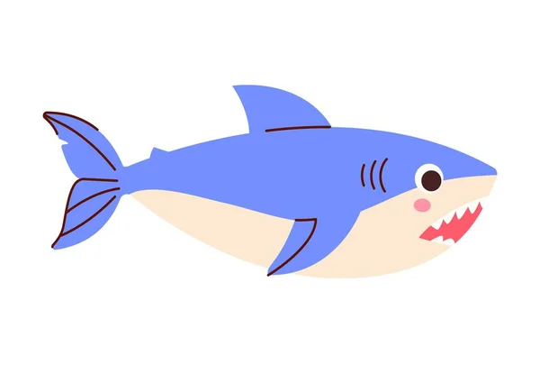 Ikon Hiu Biru Elemen Untuk Permainan Anak Anak Hewan Laut - Stok Vektor