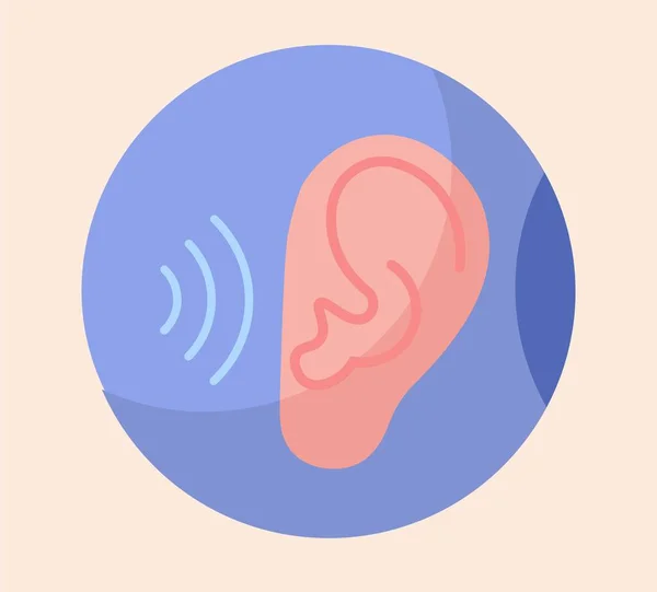 Концепція Сприйняття Вуха Слух Аналіз Звукових Хвиль Мінімалістична Піктограма Логотип — стоковий вектор