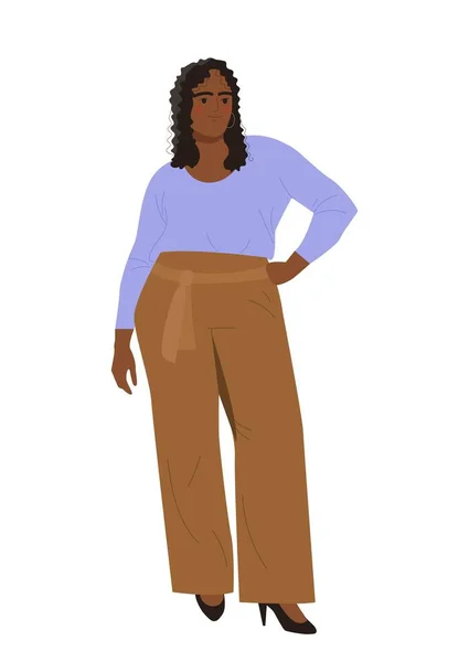 Persona Con Grande Figura Paffuta Bella Donna Afroamericana Abiti Size — Vettoriale Stock