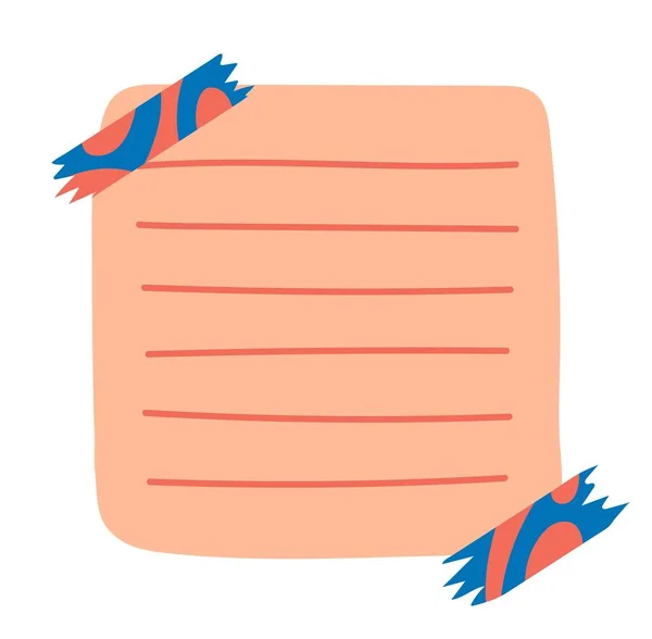 Icône Note Carrée Feuille Papier Orange Avec Lignes Pour Texte — Image vectorielle