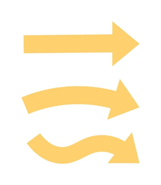 黄色箭头图标 用于网站的图形元素 程序和应用程序的接口 Ui和Ux 网页的说明和按钮 布局和模型 卡通平面矢量插图 — 图库矢量图片