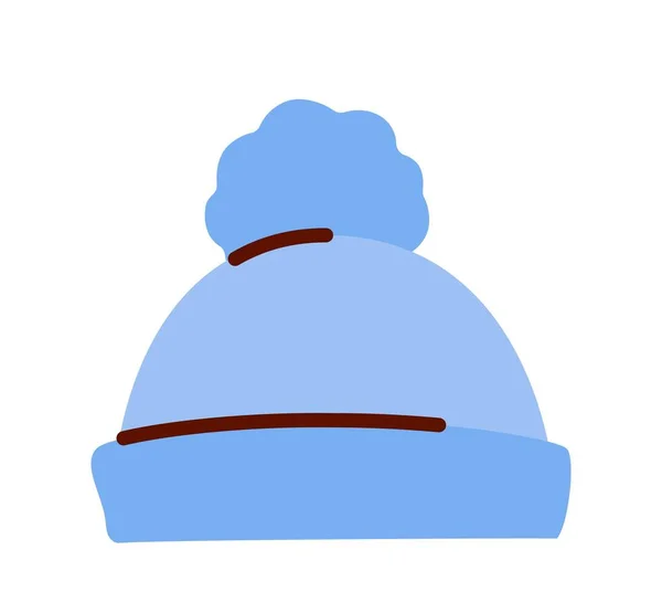 感謝祭の帽子のアイコン 冬と秋の季節 寒い天候のためのアクセサリー 寒さと降水からの保護 ファッション トレンド スタイル ブルーのヘッドアドレス 漫画フラットベクトルイラスト — ストックベクタ