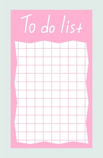 每周或每日计划员 粉色检查组织者与框架和文字的空间 排期或做列表 个人日记的设计元素 在灰色背景下孤立的卡通平面矢量图解 — 图库矢量图片