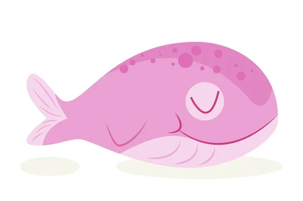 장난감이지 귀엽고 돌고래가 스티커나 아이들을 분홍색 상어입니다 오락이든 오락이든 앱이나 — 스톡 벡터