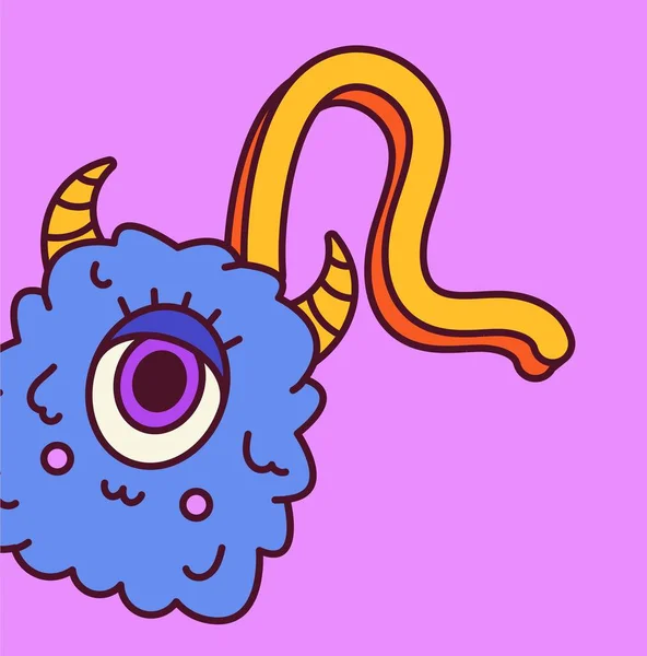 Trippy Symbol Retro Śmieszne Psychodeliczna Naklejka Cute Blue Groove Potwora — Wektor stockowy