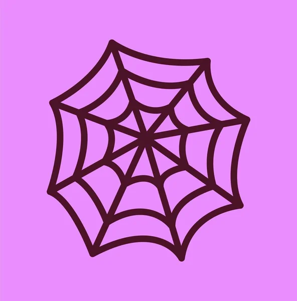 Stolperiges Retro Symbol Einfacher Nut Aufkleber Mit Schwarzem Spinnennetz Halluzinogen — Stockvektor