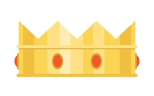 Icono Corona Dorada Accesorio Joyas Piedras Preciosas Para Rey Reina — Vector de stock