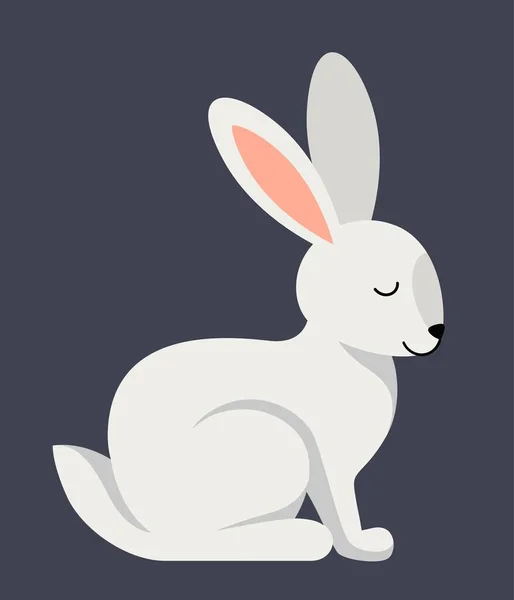 灰兔子图标 迷人的灰色兔子坐着 用于在织物 海报或网站横幅上打印的图形元素 森林居民 哺乳动物和野生动物 卡通平面矢量插图 — 图库矢量图片