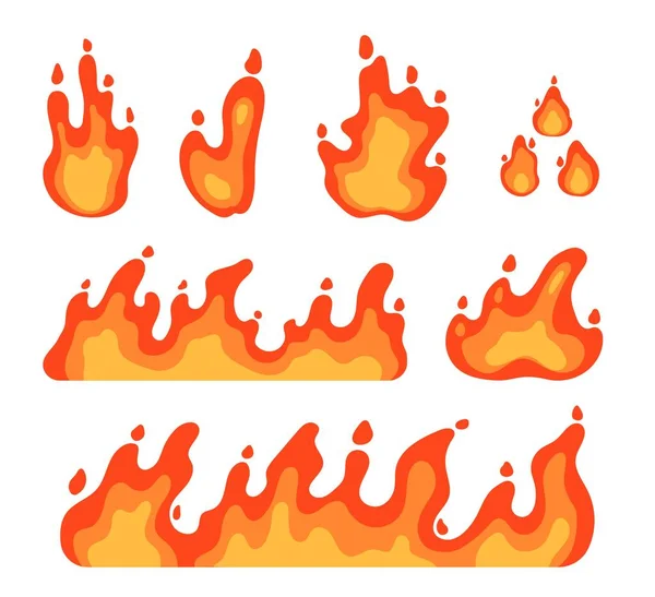 Vuurvlammen Collectie Set Grafische Elementen Voor Website Gevaar Vlam Interface — Stockvector
