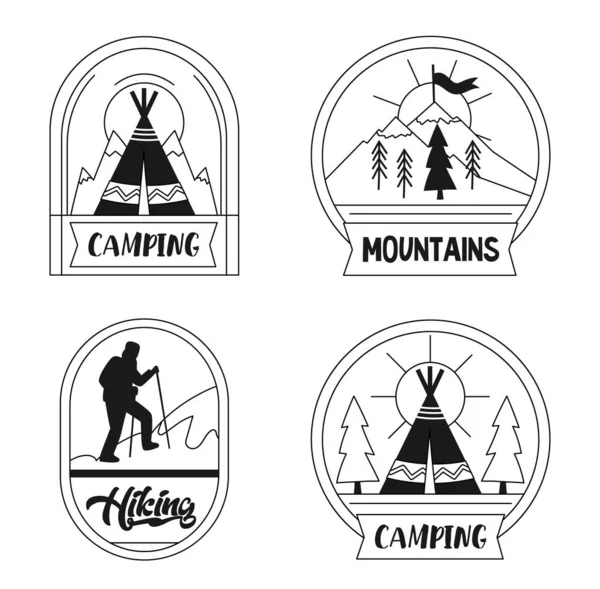 Camping Logo Set Collection Graphic Elements Website Active Lifestyle Sports — Stock Vector