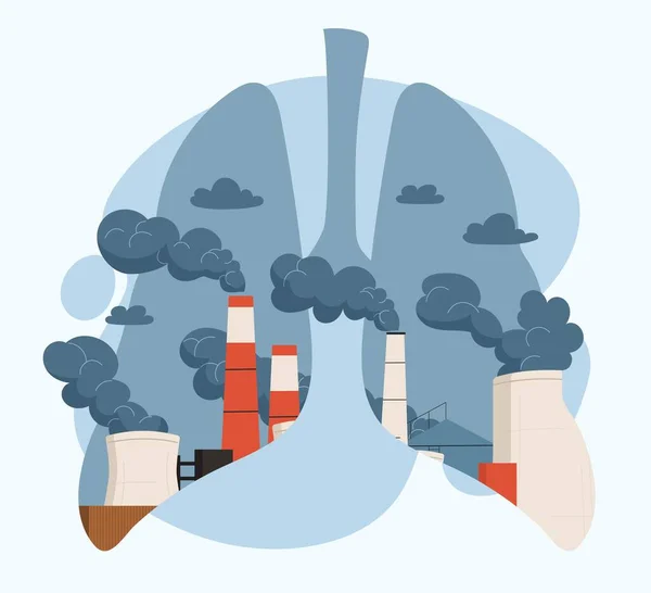 Milieuproblematisch Concept Zwarte Rook Fabrieken Productie Van Goederen Negatieve Effecten — Stockvector