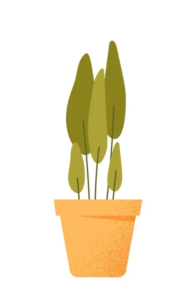 可爱的花盆图标 用于网站的图形元素 园艺和自然 照看植物和花卉 黄色花瓶 有小树 内部装饰元素 卡通平面矢量插图 — 图库矢量图片