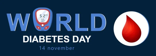 World Diabetes Day International Holiday Festival November Autumn Design Element — Stock Vector