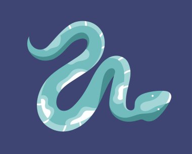 Yeşil yılan konsepti. Kaygan pitonlar veya zehirli yılanlar. Okültizm ve mistisizm. Tropik ve egzotik kertenkele. Sosyal ağlar ve kuryeler için etiket. Çizgi film düz vektör çizimi