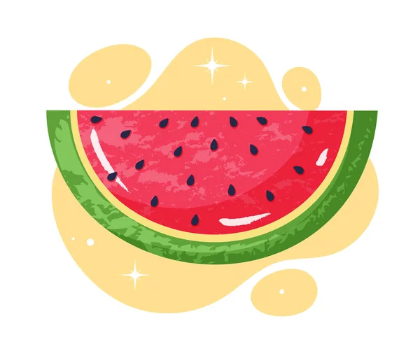 スイカスライスのコンセプト 夏の季節と休日の象徴 種とジューシーでおいしい果物 熱帯とエキゾチックなベリー ビタミンで健康的な食事 漫画フラットベクトルイラスト — ストックベクタ