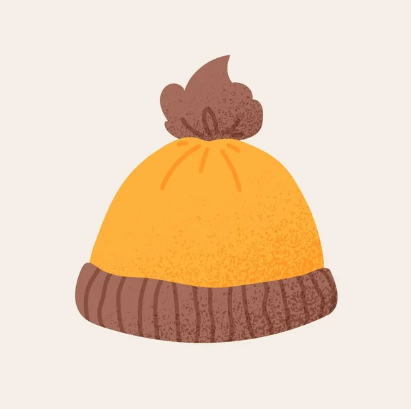 Autumn Hat Icon Yellow Accessory Protect Head Cold Rain Wind — Stock Vector