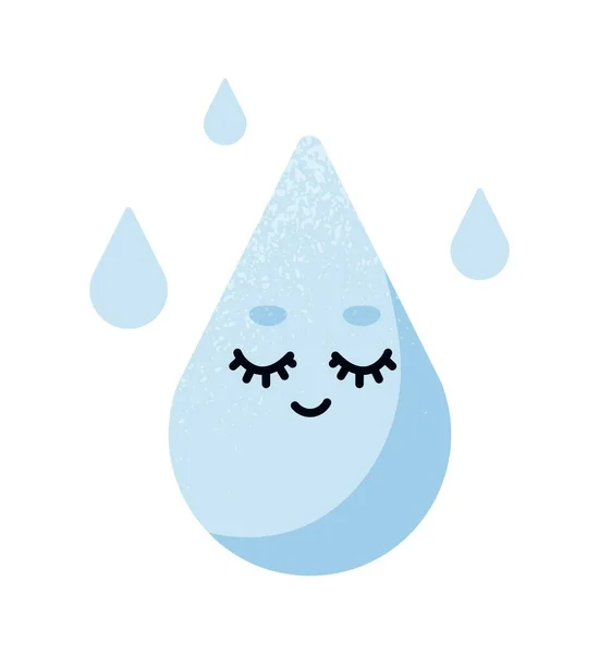 Cute Drop Icon Water Rain Precipitation Bad Weather Storm Atmosphere — Stock Vector