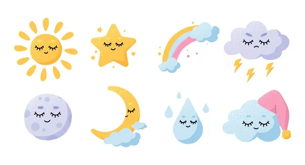 Weather Icons Set Collection Stickers Social Networks Messengers Rain Clouds — Stock Vector