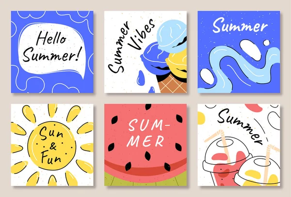 Sommerkartensammlung Set Von Plakaten Und Bannern Für Die Webseite Sonne — Stockvektor