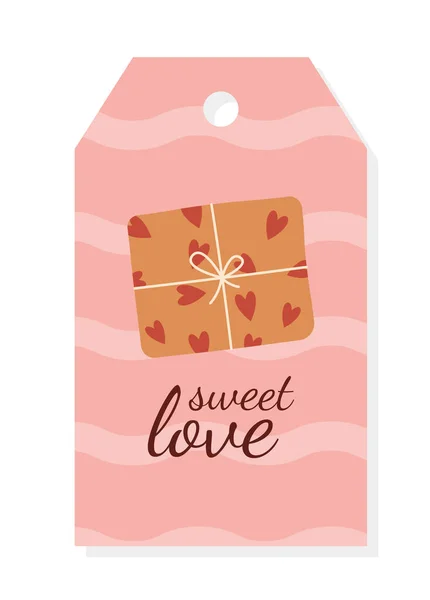 Etiqueta San Valentín Con Caja Sorpresa Para San Valentín Amor — Archivo Imágenes Vectoriales