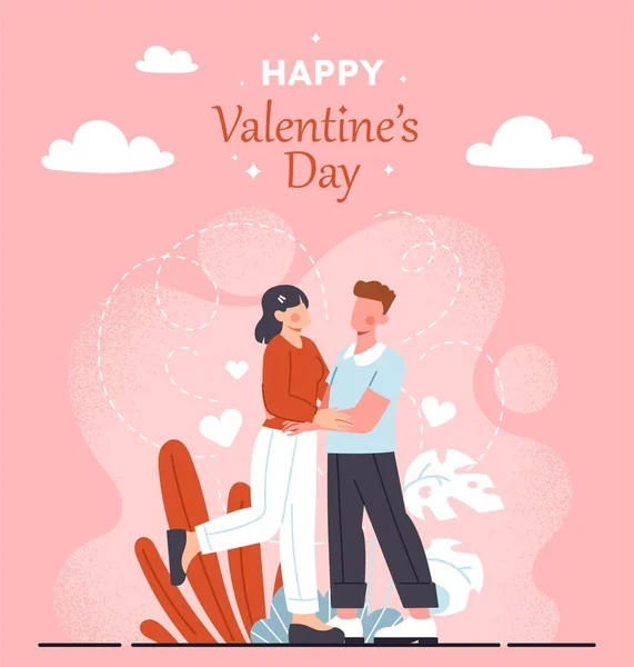 Couple Love Happy Valentines Day Design Element Greeting Postcard Love — Stock Vector