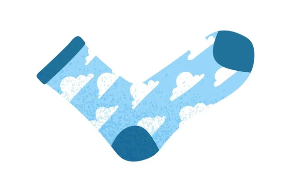 Meia Elegante Com Nuvens Elemento Azul Roupa Com Impressão Acessório — Vetor de Stock