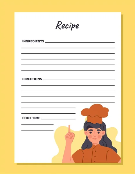 Kochzettelkonzept Platz Rezept Zutaten Und Kochschritte Anweisungen Und Anweisungen Aufzuzeichnen — Stockvektor