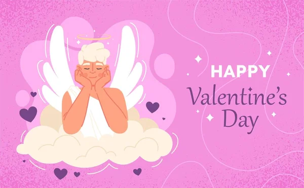 Valentines Day Celebration Angel Wings Text Romance Love Gift Present — Stock Vector