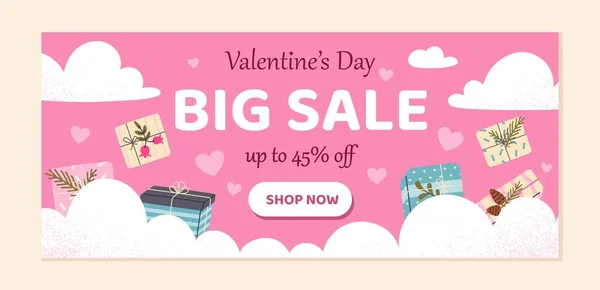 Valentijnsdag Verkoop Spandoek Speciale Beperkte Aanbieding Kortingen Promoties Online Winkelen — Stockvector