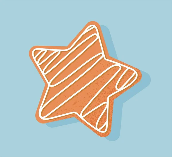 Une Star Cookie Noël Cupcake Glaçage Blanc Élément Design Pour — Image vectorielle