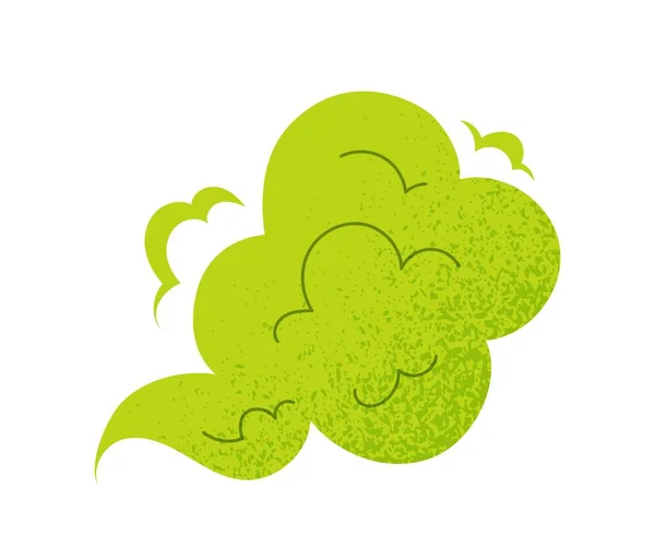 臭い緑の雲の概念 ソーシャルネットワークやメッセンジャーのステッカー おならの形 腐った食べ物を台無しにした アロマとガス 漫画フラットベクトルイラスト — ストックベクタ