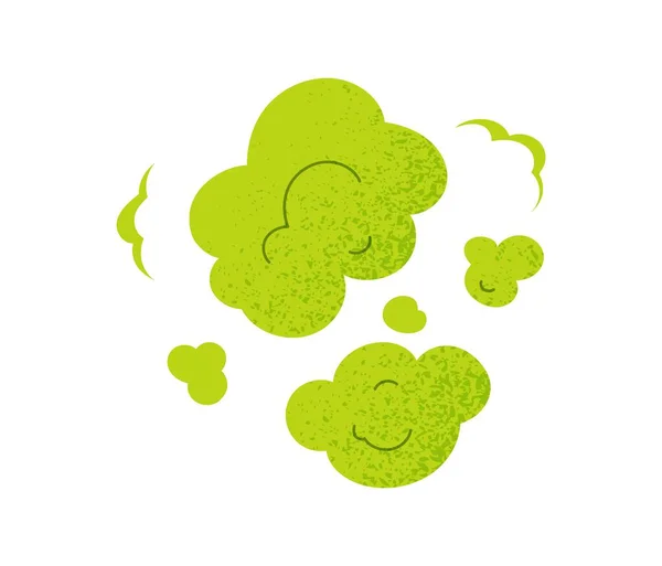 臭い緑の雲の概念 有毒化学物質の放出と大気中への有害元素の放出 ウェブサイトのグラフィック要素 臭いも香りも悪い 漫画フラットベクトルイラスト — ストックベクタ