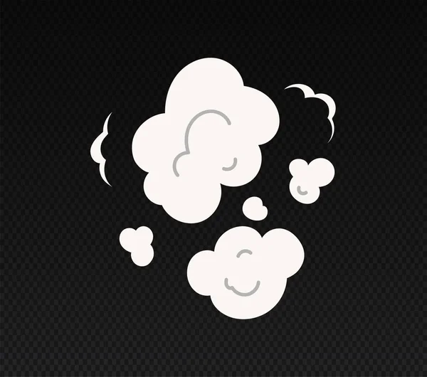爆発効果の概念 危険爆発とコピースペースの損傷 武力紛争 白いスモッグや雲 透明背景に隔離された漫画のフラットベクトルイラスト — ストックベクタ