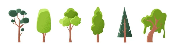 stock vector Collection of trees. Set of graphic elements for website. Nature and flora, city park. Nature and ecology, wild life, environmental. Cartoon flat vector illustrations isolated on white background