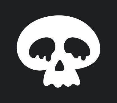 Şirin beyaz kafatası ikonu. İskeletten ağlayan kafa. Meksika kültürü ve gelenekleri. Emoji ve emoticonlar. Duygular ve duygular. Web sitesi afişi ya da afişi. Çizgi film düz vektör çizimi