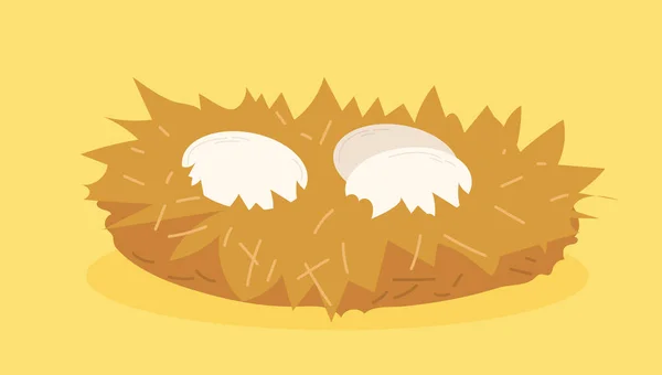 巣の中の鶏の卵 農業と農業 自然と有機 新鮮な製品 タンパク質と黄身の殻 ウェブサイトのポスターやバナー 漫画フラットベクトルイラスト — ストックベクタ
