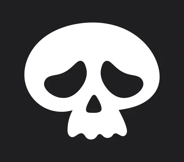 Leuke Witte Schedel Icoon Droevig Hoofd Van Skelet Emoticon Emoji — Stockvector
