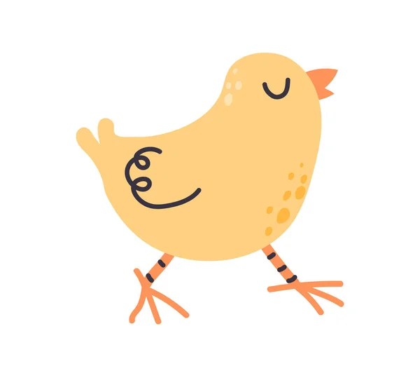 黄色小鸡的概念 头戴羽毛的动物昂首挺胸走路 农业和农业 生物学和鸟类学 网站的海报或横幅 卡通平面矢量插图 — 图库矢量图片