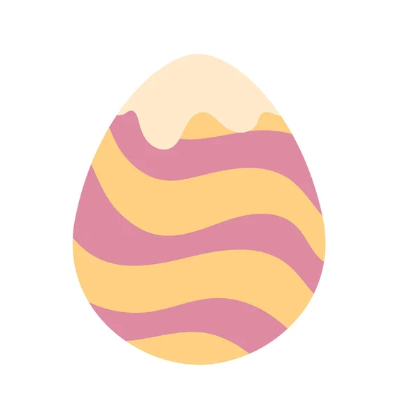 カラフルな卵の概念 イースターではがきを迎えるためのデザイン要素 カラフルな波とパターン 宗教的な春休み ポスターやバナー 漫画フラットベクトルイラスト — ストックベクタ